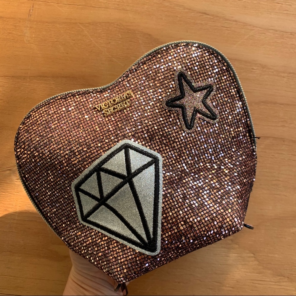 Victoria’s Secret Glitter Patchwork Cosmetics Bag - image 1